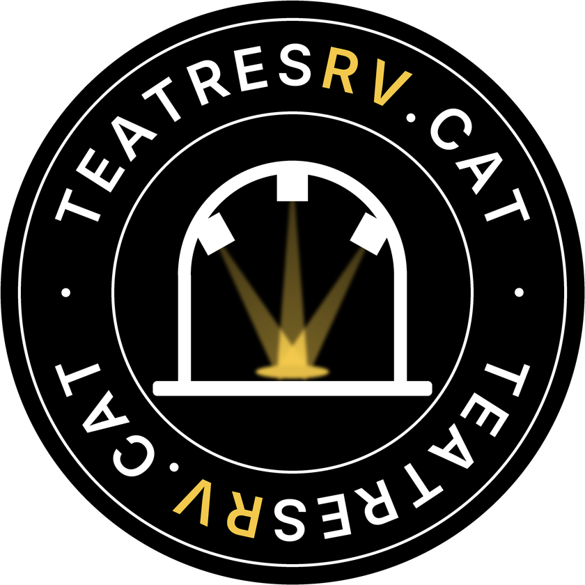 Segell de teatresrv.cat: una boca d'escenari amb tres focus